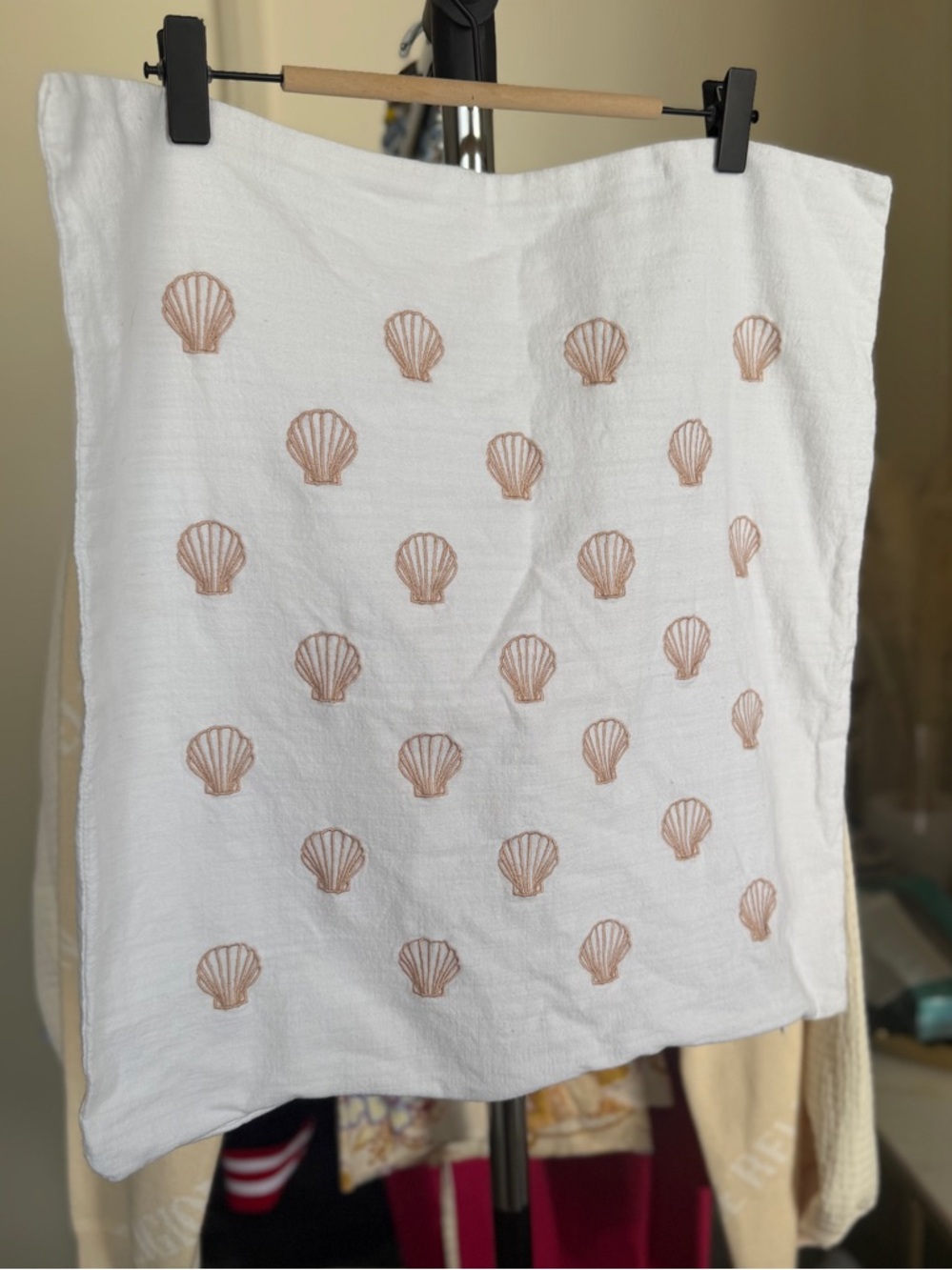 **SOLD**Valerie & Amelia White Beach Shell Embroidered Set of 20x20 Pillowcases.